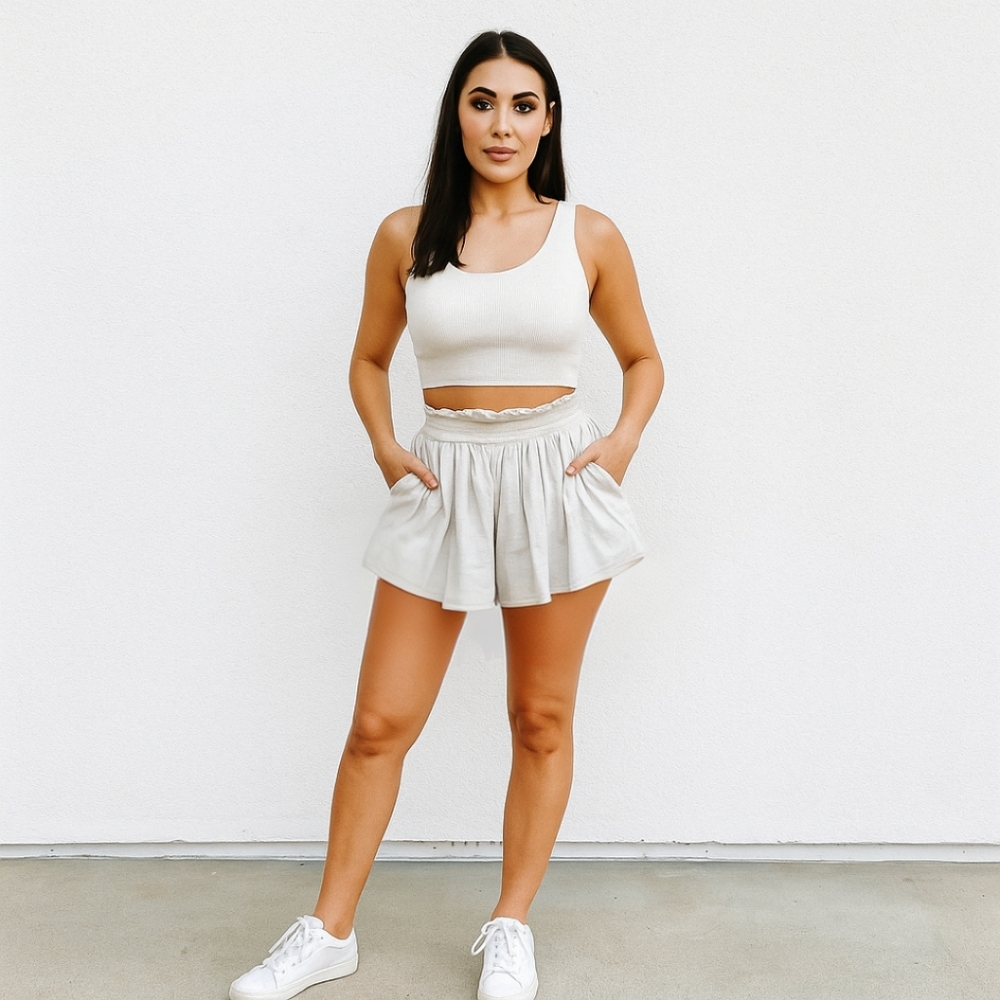 Urban Outfitters Linen Blend Smocked Short